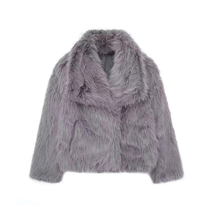 Dames Faux Fur Jas Kort Zacht Oversized