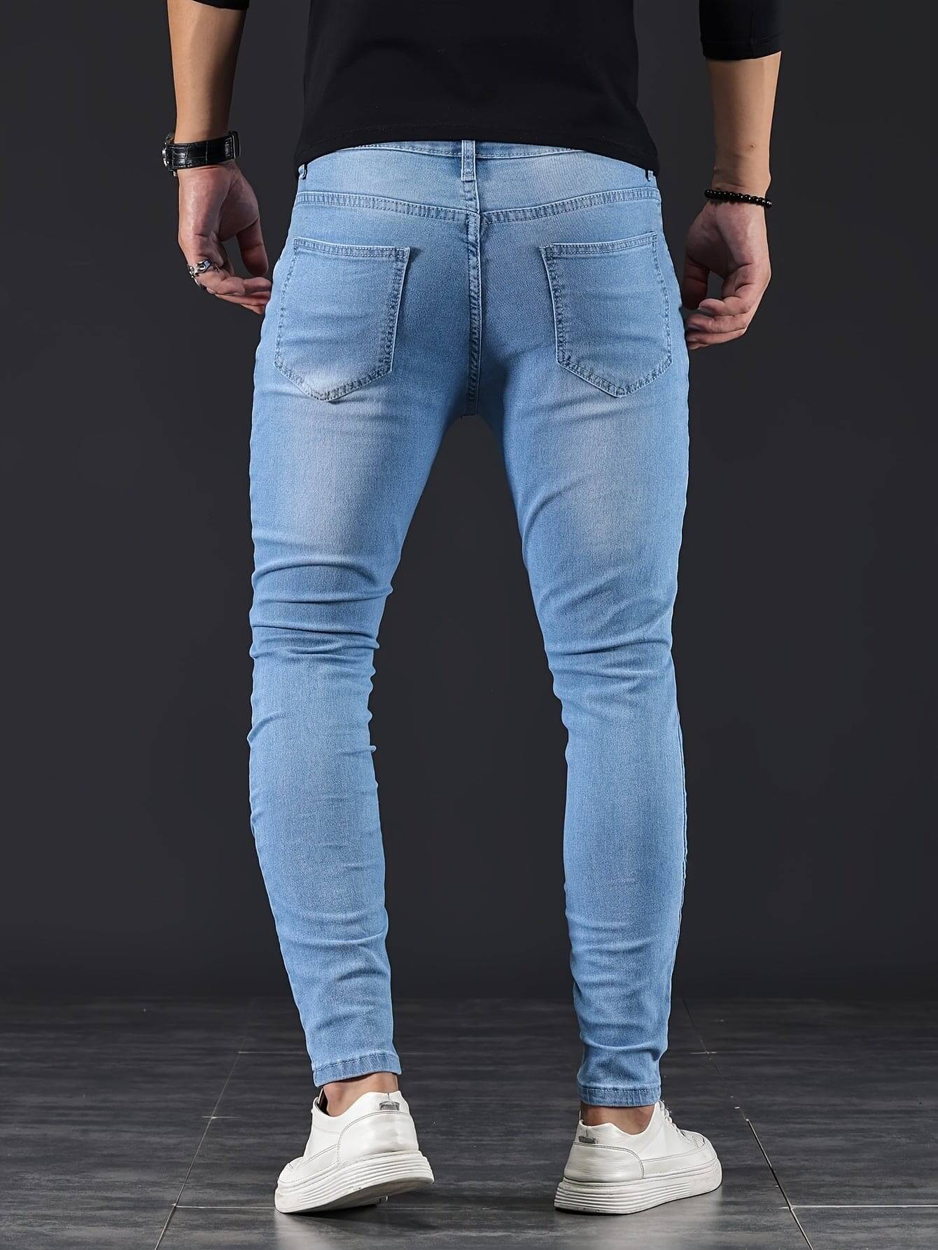 Heren Skinny Jeans – Slim Fit Spijkerbroek Met Rits