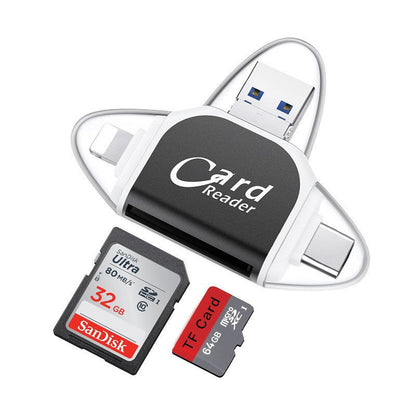Kaartlezer 4 In 1 USB C Lightning SD Micro SD USB 3.0