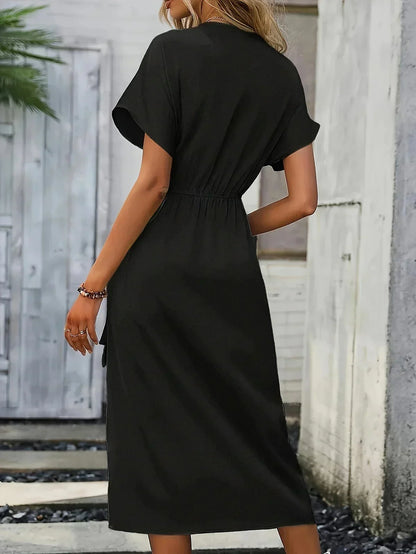 Elegante Jurk met Ruches en Verfijnde Details voor Vrouw