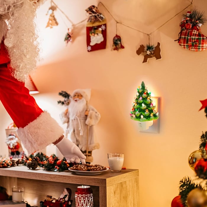 Decoratieve Verlichte Kerstboom Nachtlamp Warmwit LED Sfeerverlichting Hars voor Kerstdecoratie Slaapkamer Woonkamer