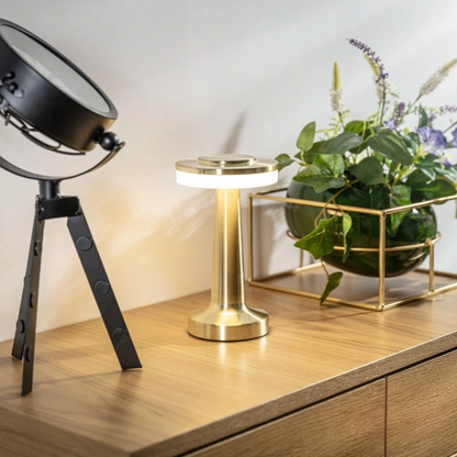 Tafellamp Draadloos Oplaadbaar Dimbaar Metaal LED 3 Lichtkleuren USB-C Goud Zilver Zwart Retro Restaurant Bar Nachtkastje Sfeerlamp Draagbaar