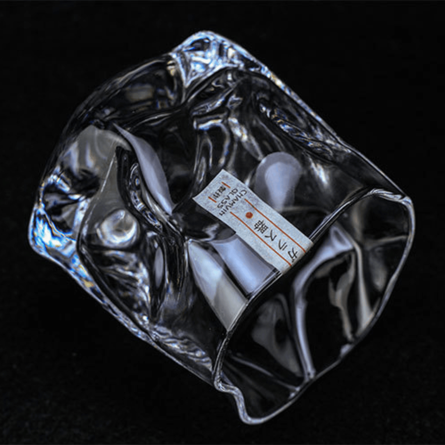 Whiskeyglas Edo Kiriko Japans Kristal Crumple Design Houten Geschenkdoos Handgemaakt