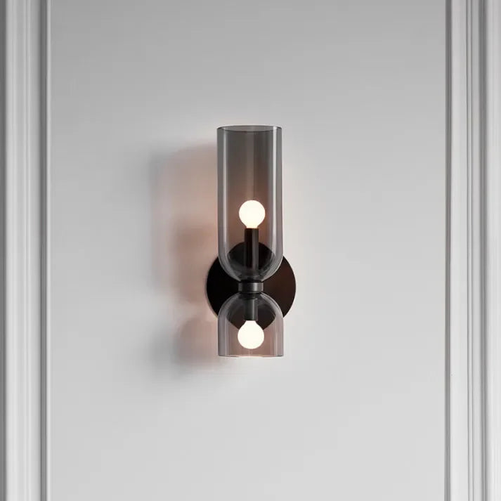 Wandlamp Glas Goud Dubbele Kap 35cm E14 Hal Woonkamer Slaapkamer Modern Stijlvol