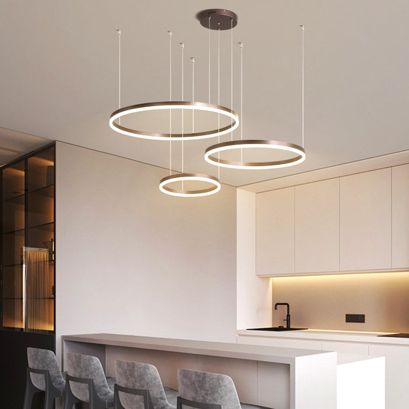 Hanglamp Ring Led Rond Metaal Zwart Goud Koffie Dimbaar Woonkamer Slaapkamer Eetkamer