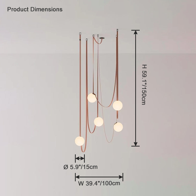 Hanglamp Leer Glas Bollen Luxe Verstelbaar Warm Wit Woonkamer Eetkamer