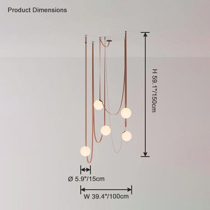 Hanglamp Leer Glas Bollen Luxe Verstelbaar Warm Wit Woonkamer Eetkamer