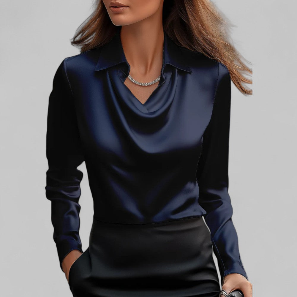 Dames Blouse Lange Mouwen Gedrapeerde Hals