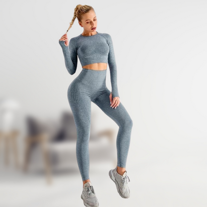Dames Sportoutfit 5-Delig Set met Tops en Hoge Broeken - StudioMarella