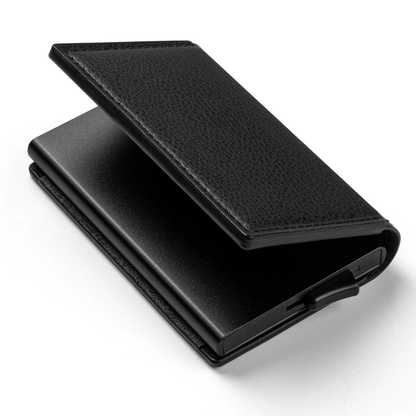 Portemonnee Leer Slim RFID Blokkering 14 Kaarten Aluminium Drukknop Handgemaakt Premium