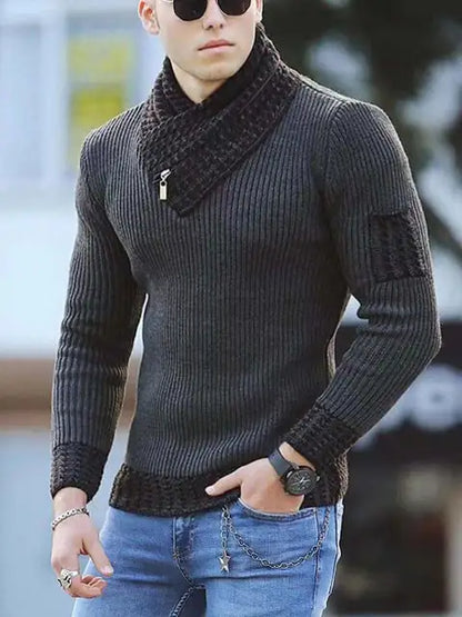 Wollen Trui Hoge Kraag Vintage Look Casual Mannen Trui