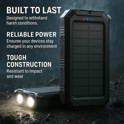 Solar Powerbank 500000mAh Waterdicht Externe Accu met Dual USB en LED Zaklamp voor Camping en Noodgevallen