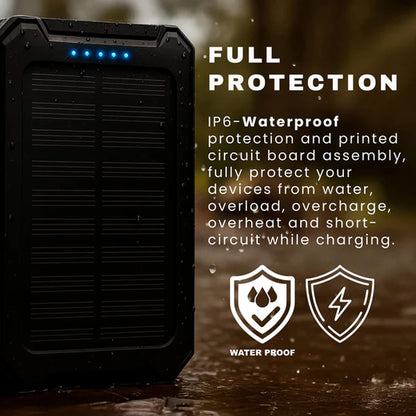 Solar Powerbank 500000mAh Waterdicht Externe Accu met Dual USB en LED Zaklamp voor Camping en Noodgevallen