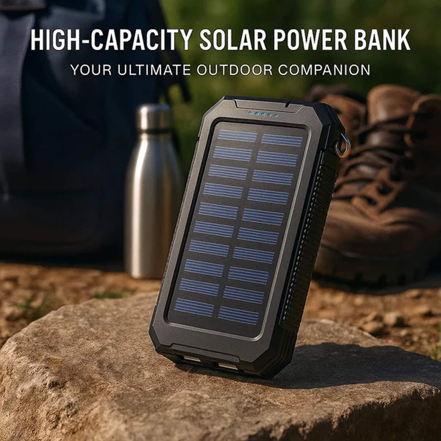 Zonnepaneel Powerbank Met 500.000mAh Capaciteit, Dubbele USB Poorten En Waterdichte Behuizing Voor Outdoor En Noodstroom