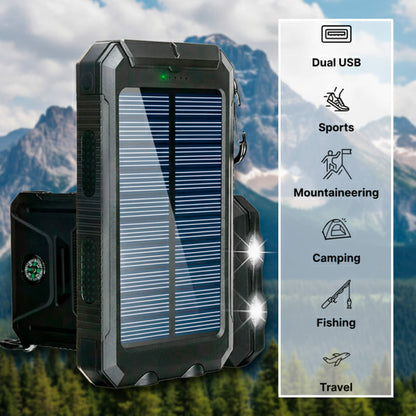 Zonnepaneel Powerbank Met 500.000mAh Capaciteit, Dubbele USB Poorten En Waterdichte Behuizing Voor Outdoor En Noodstroom