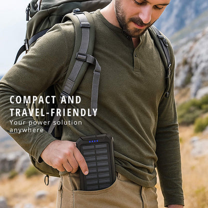 Solar Powerbank 500000mAh Waterdicht Externe Accu met Dual USB en LED Zaklamp voor Camping en Noodgevallen