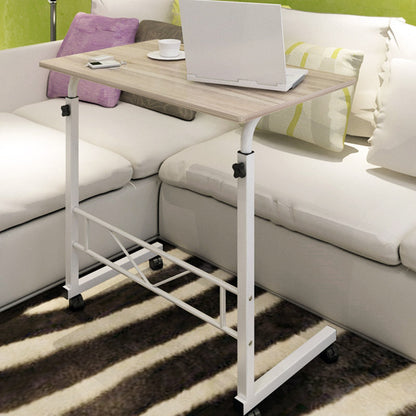 Verstelbare Laptoptafel Op Wielen Wit Staal Hout Hoogte Instelbaar Sofa Bijzettafel