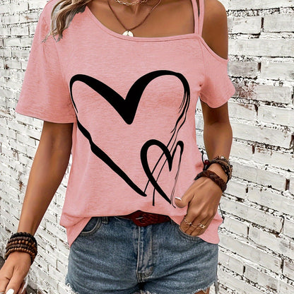 Één Schouder T-Shirt voor Vrouw Zomerse Stijl
