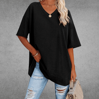 Variant image for T-Shirt Donna - Scollo a V Casual Maglietta-1