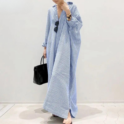 Gestreepte Overhemdjurk Dames Comfortabel Oversized