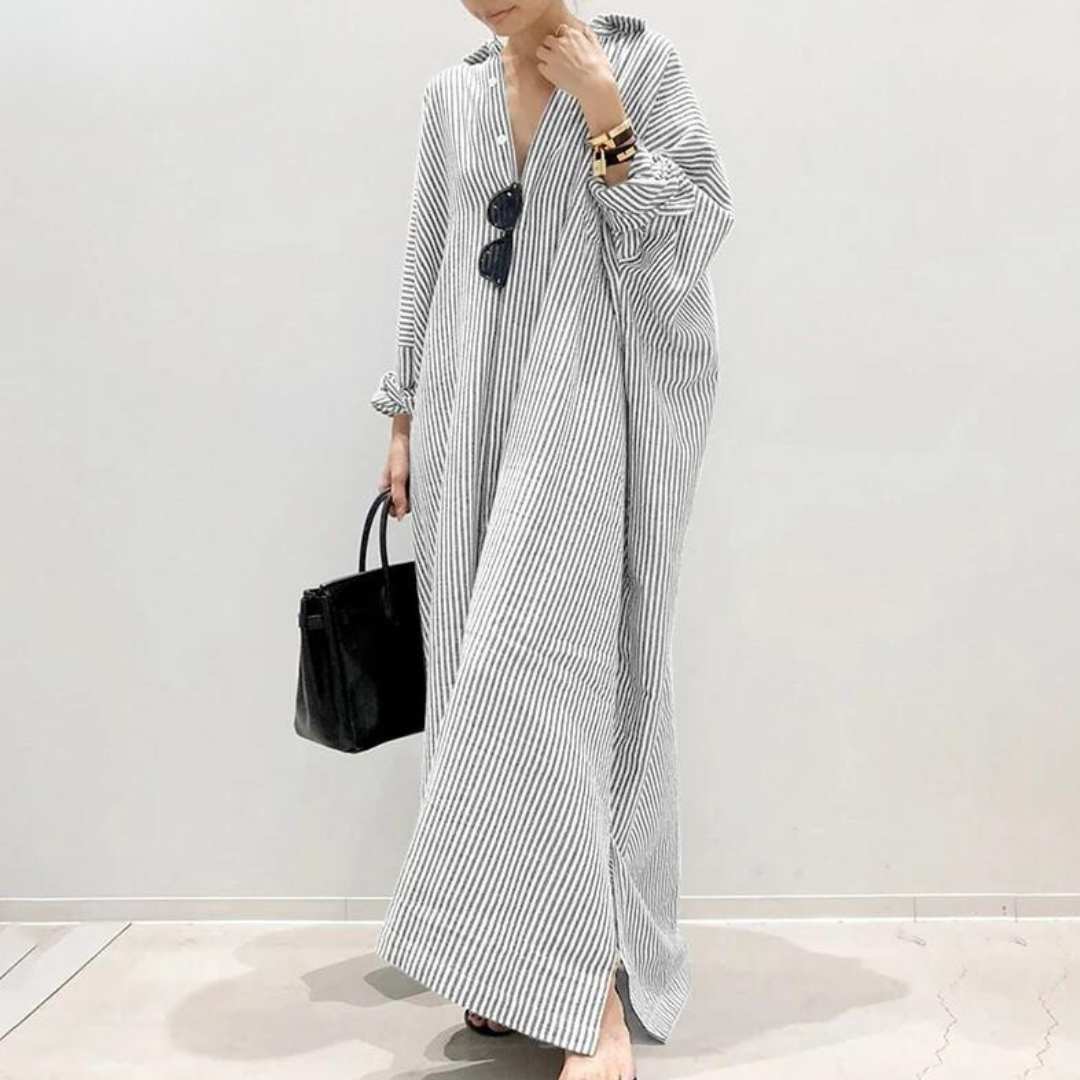 Gestreepte Overhemdjurk Dames Comfortabel Oversized
