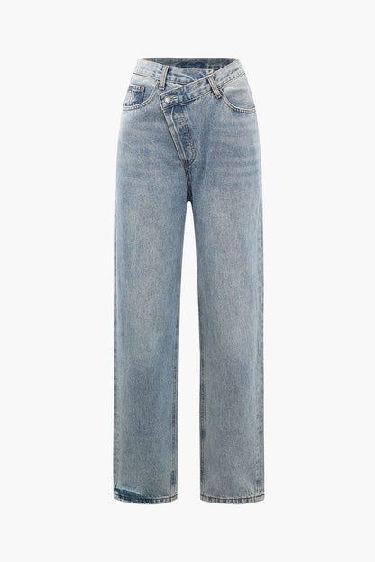 Dames Skinny Jeans Asymmetrische Taille Slanke Fit - StudioMarella