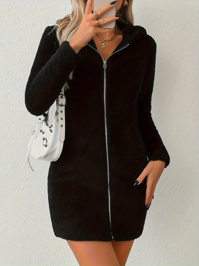 Warme Winterjurk voor Vrouw met Capuchon en Rits - StudioMarella