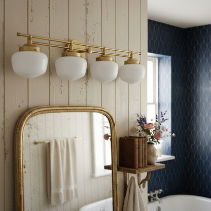 Globe Wandlamp Klassieke Badkamer Schoolhouse Verlichting Mat Opaal Glas voor Spiegel en Wastafel