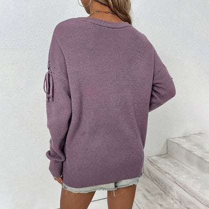Dames Trui Gebreid met Strikdetails Stijlvol Elegante Look