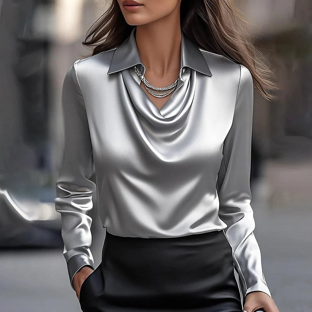 Dames Blouse Glanzend Regular Fit