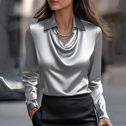 Dames Blouse Glanzend Regular Fit