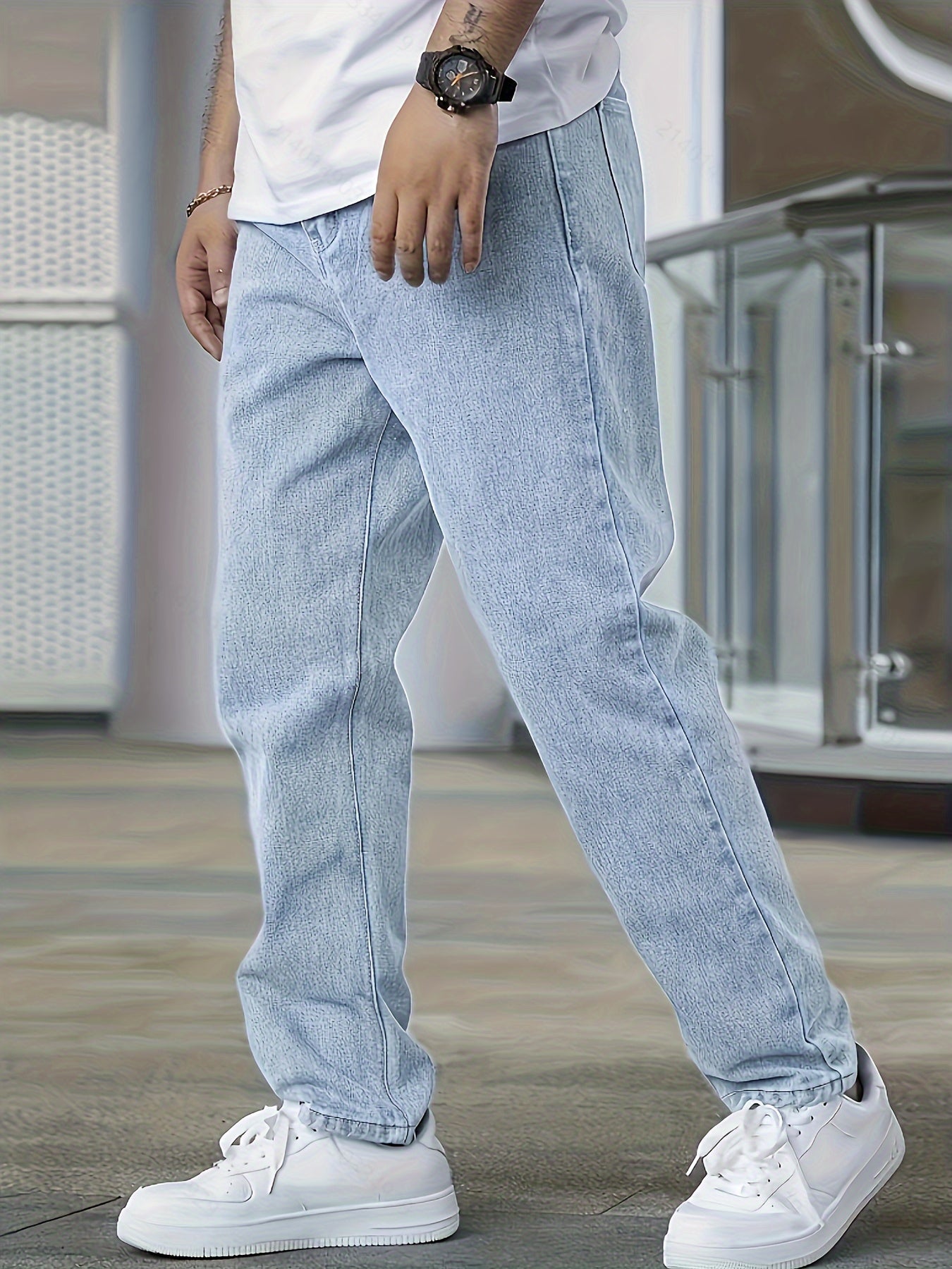 Heren Jeans Broek Losse Zittende Pasvorm Comfortabel
