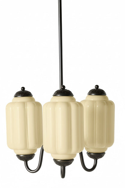 Vintage Melkglazen Hanglamp met Gegolfde Rand – Scandinavische Sfeerverlichting voor Keuken en Slaapkamer