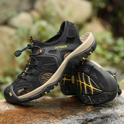 Ademende Herensandalen met Gesloten Neus – Elastische Band en Stevige Rubberzool voor Outdoor