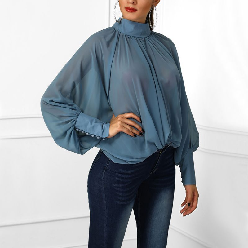 Vrouwelijke Blouse Zomerse Wijdemouwen Stijl