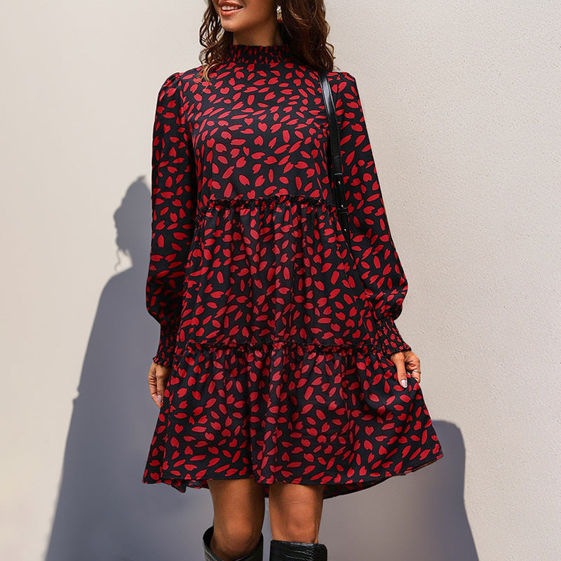 Dames Jurk Babydoll met Bloemenprint en Plooien