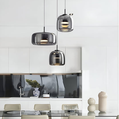 Hanglamp Rookglas Retro Trio Handgeblazen Dimbaar Verstelbaar Zwart