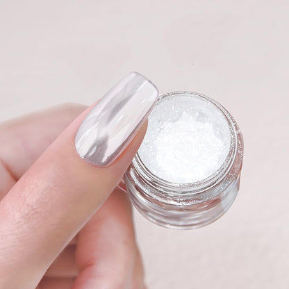 Chroompoeder voor Nagels Zilver – Spiegeleffect Nagelpoeder voor Gel en Acryl