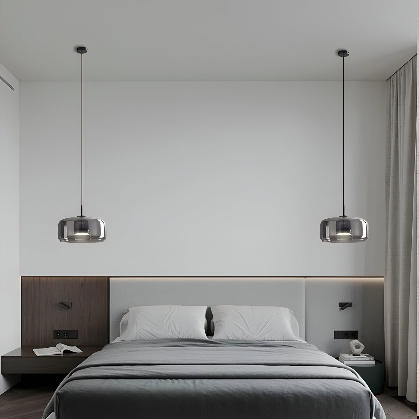Hanglamp Rookglas Retro Trio Handgeblazen Dimbaar Verstelbaar Zwart