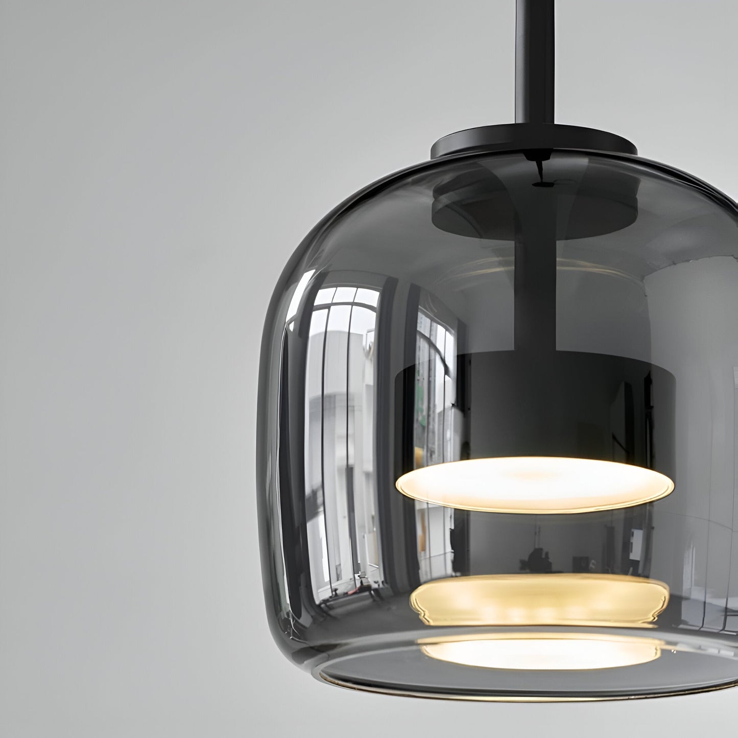 Hanglamp Rookglas Retro Trio Handgeblazen Dimbaar Verstelbaar Zwart
