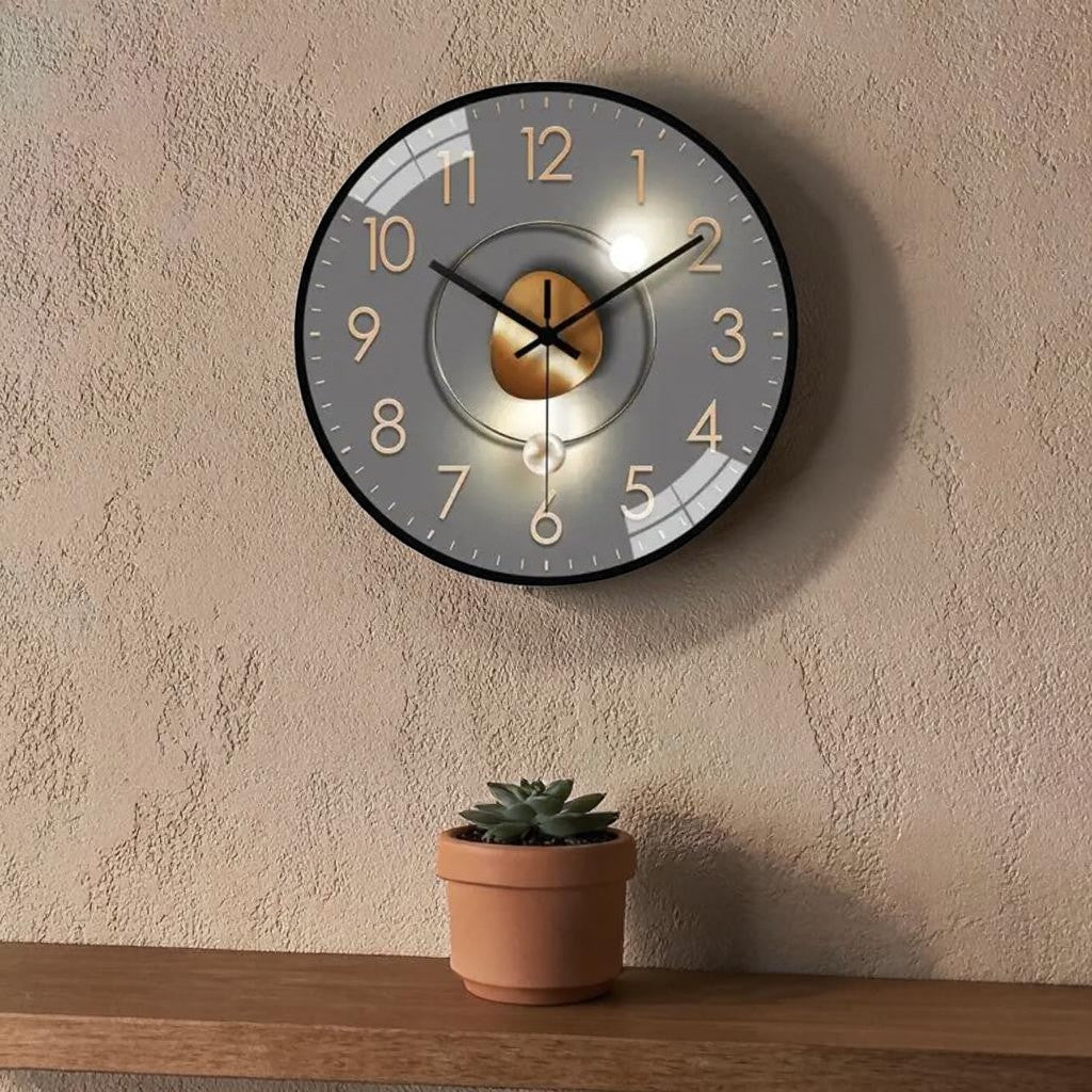 Wandklok Stil Quartz 20cm Kunststof Glas Metalen Wijzers Analoog Slaapkamer Woonkamer Kantoor Werkkamer Geen Tik-Tak Geluid AA Batterij