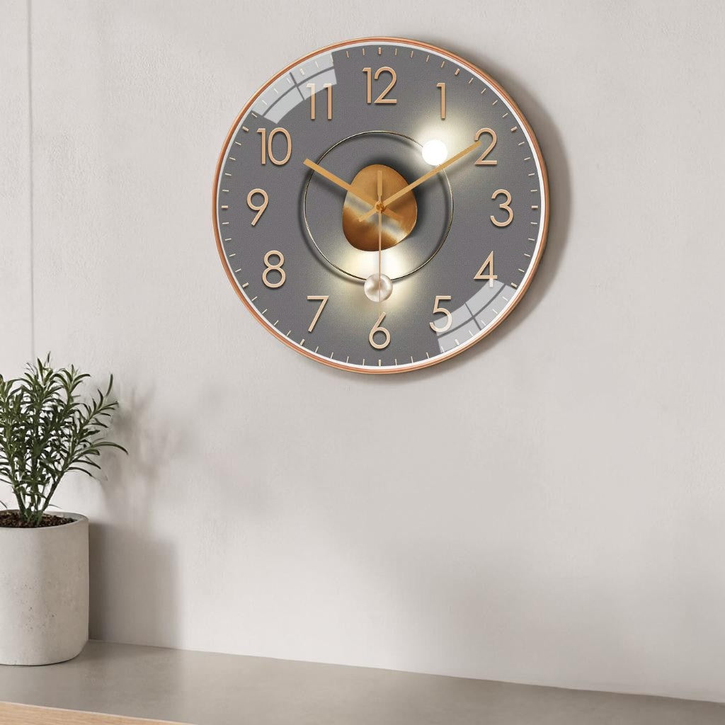 Wandklok Stil Quartz 20cm Kunststof Glas Metalen Wijzers Analoog Slaapkamer Woonkamer Kantoor Werkkamer Geen Tik-Tak Geluid AA Batterij