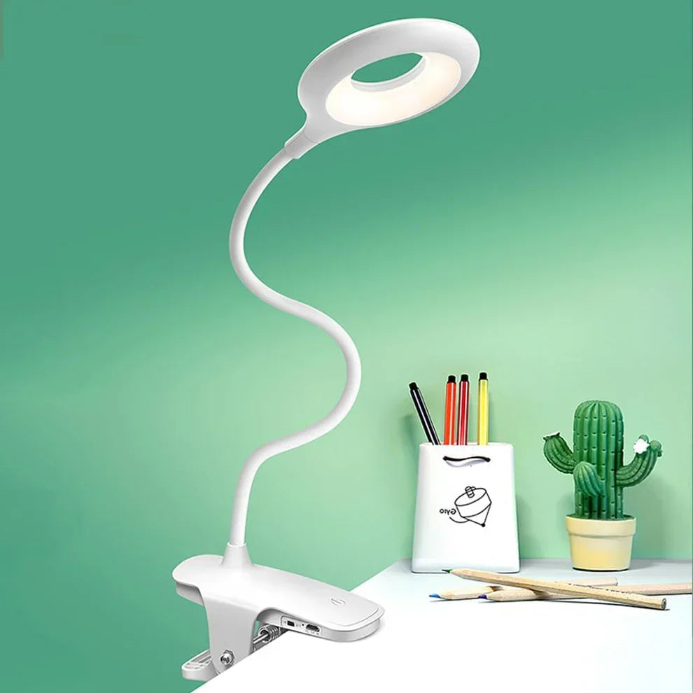 Leeslamp Clip LED Dimbaar USB Oplaadbaar Flexibel Zwanenhals Bed Bureau Reizen
