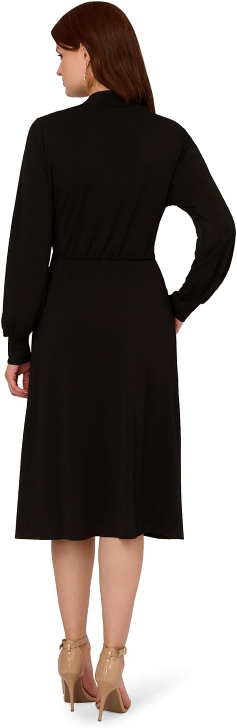 Midi Jurk Lange Mouw voor Vrouwen Elegante Wrap Design