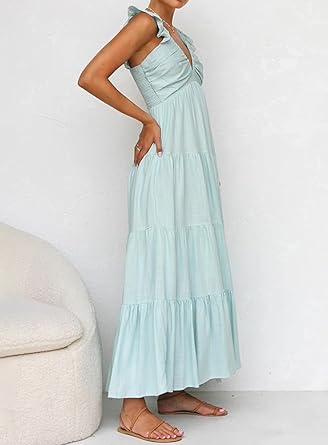 Vrouwen Zomerjurk Lange Maxi Jurk met Franje