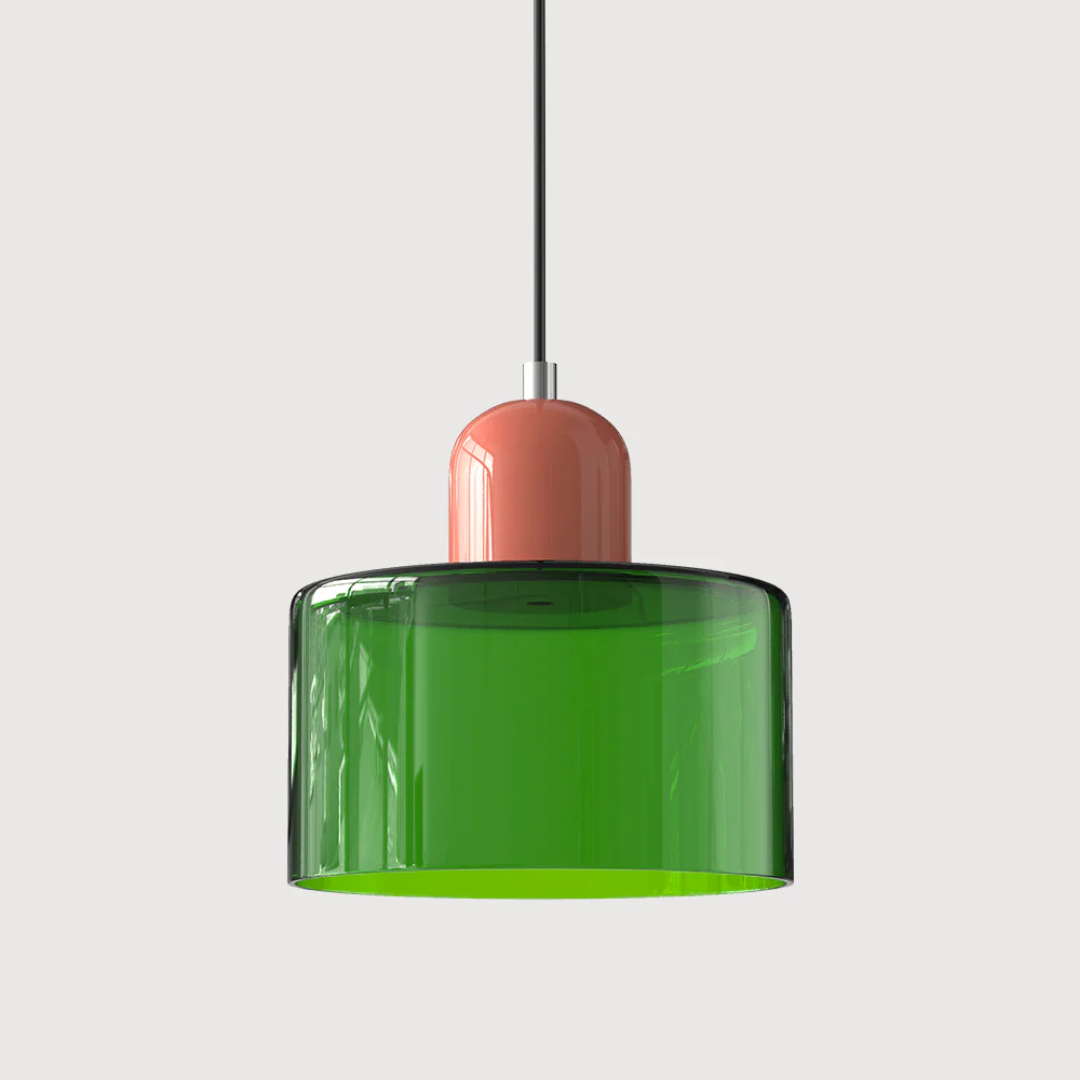 Lismeno Retro Hanglamp Glas 15cm Groen Oranje Eettafel Keuken Vintage Verlichting Compact