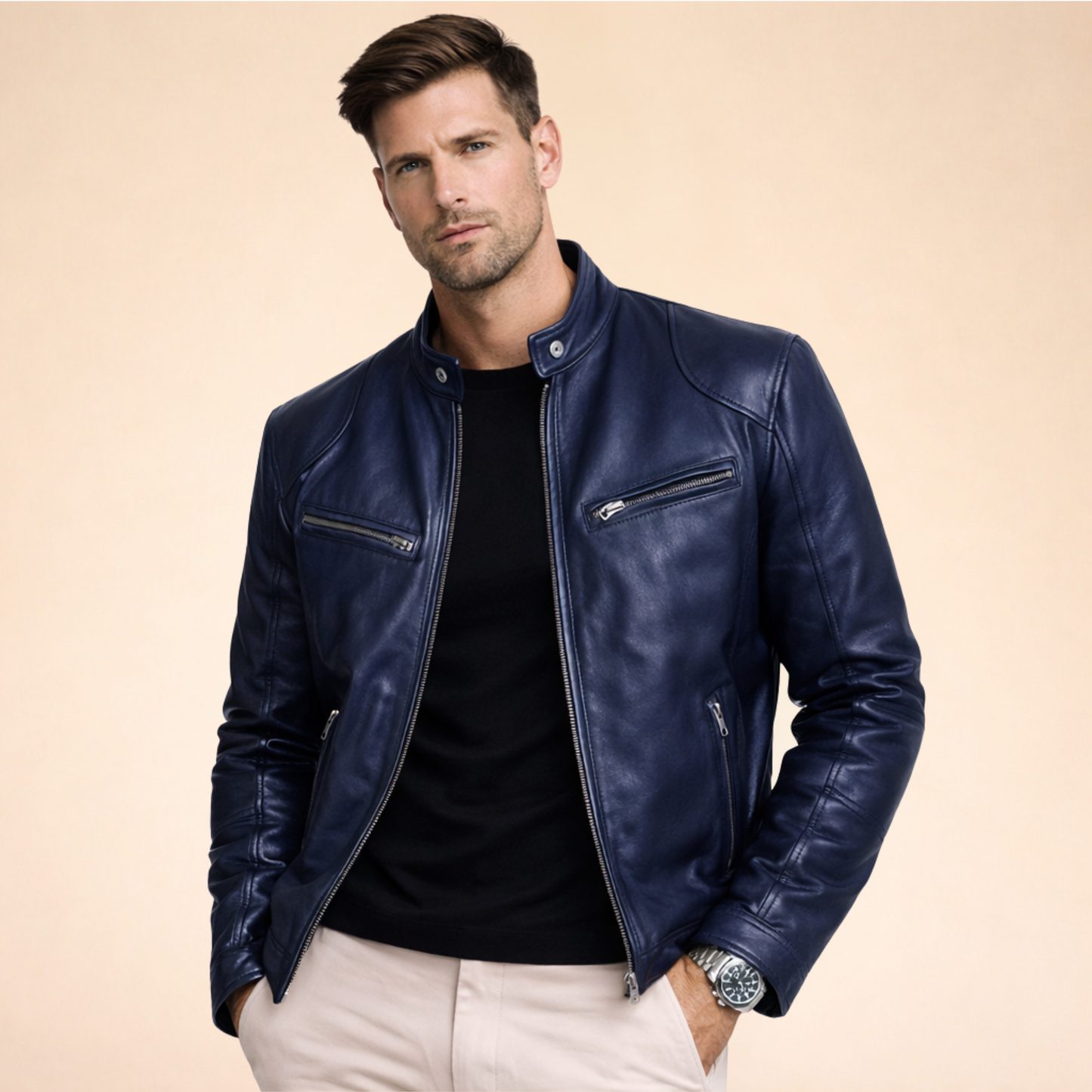 Leren Jack Elegant Tijdloos Design voor Mannen