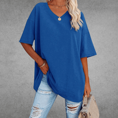 T-Shirt Donna - Scollo a V Casual Maglietta-2