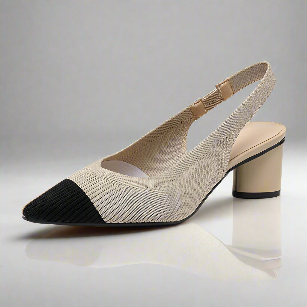 Vrouwelijke Slingback Pumps met Puntige Neus en Blokhak