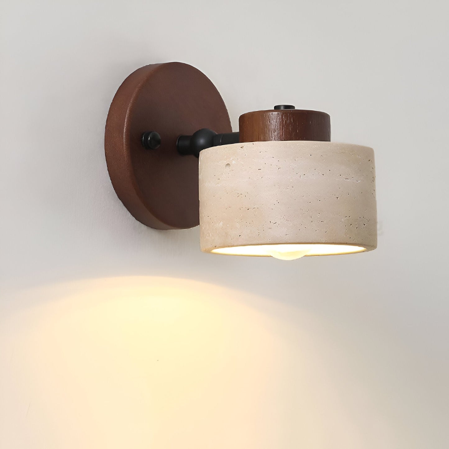 Wandlamp Travertin Steen LED E27 3000K Japandi Compact Rond